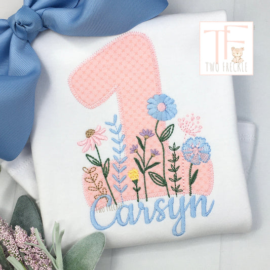 Wildflower Appliqué Number Birthday Shirt