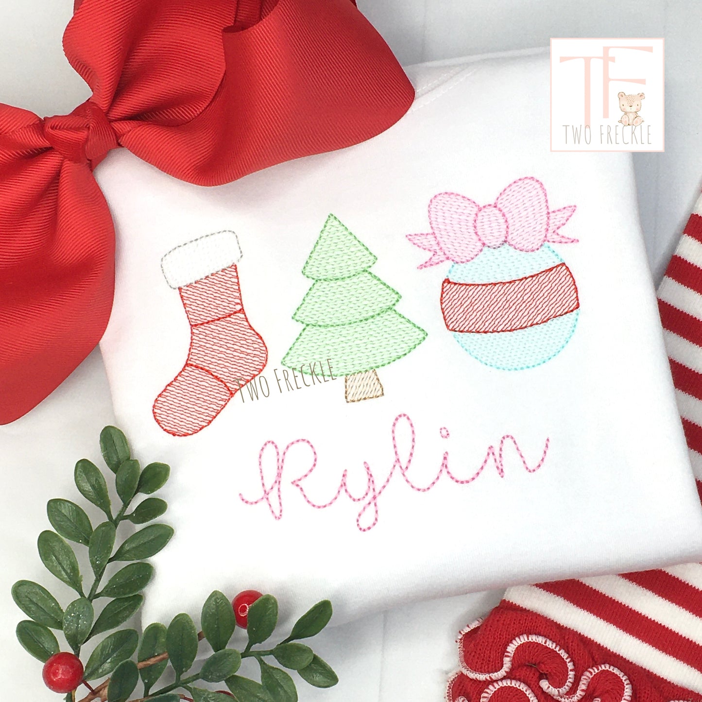 Girls Sketch Christmas Shirt