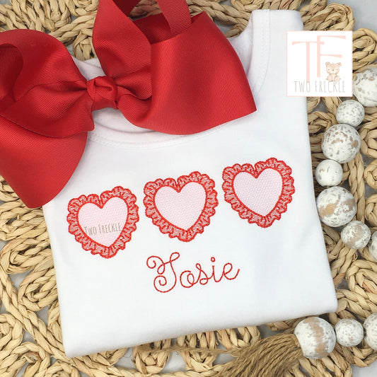 Ruffled Heart Trio Personalized Shirt