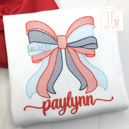 Patriotic Bow Embroidered Shirt