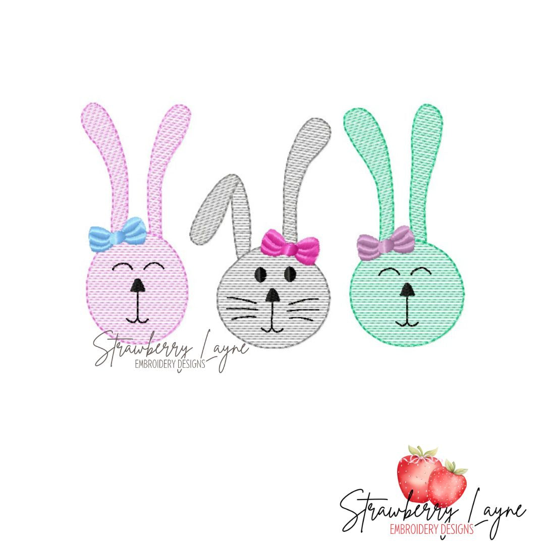 Girls Silly Easter Bunny Trio Embroidered Shirt