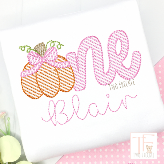 First Birthday Pumpkin ONE with Bow Embroidered Shirt