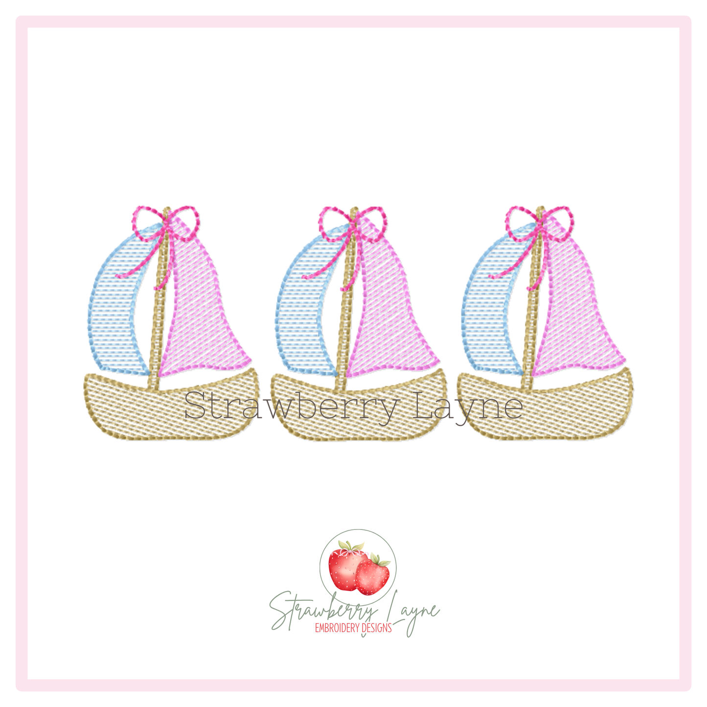 Sailboat Trio with Bows Embroidered Shirt
