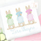 Girls Embroidered Easter Shirt, Bunnies with Bows