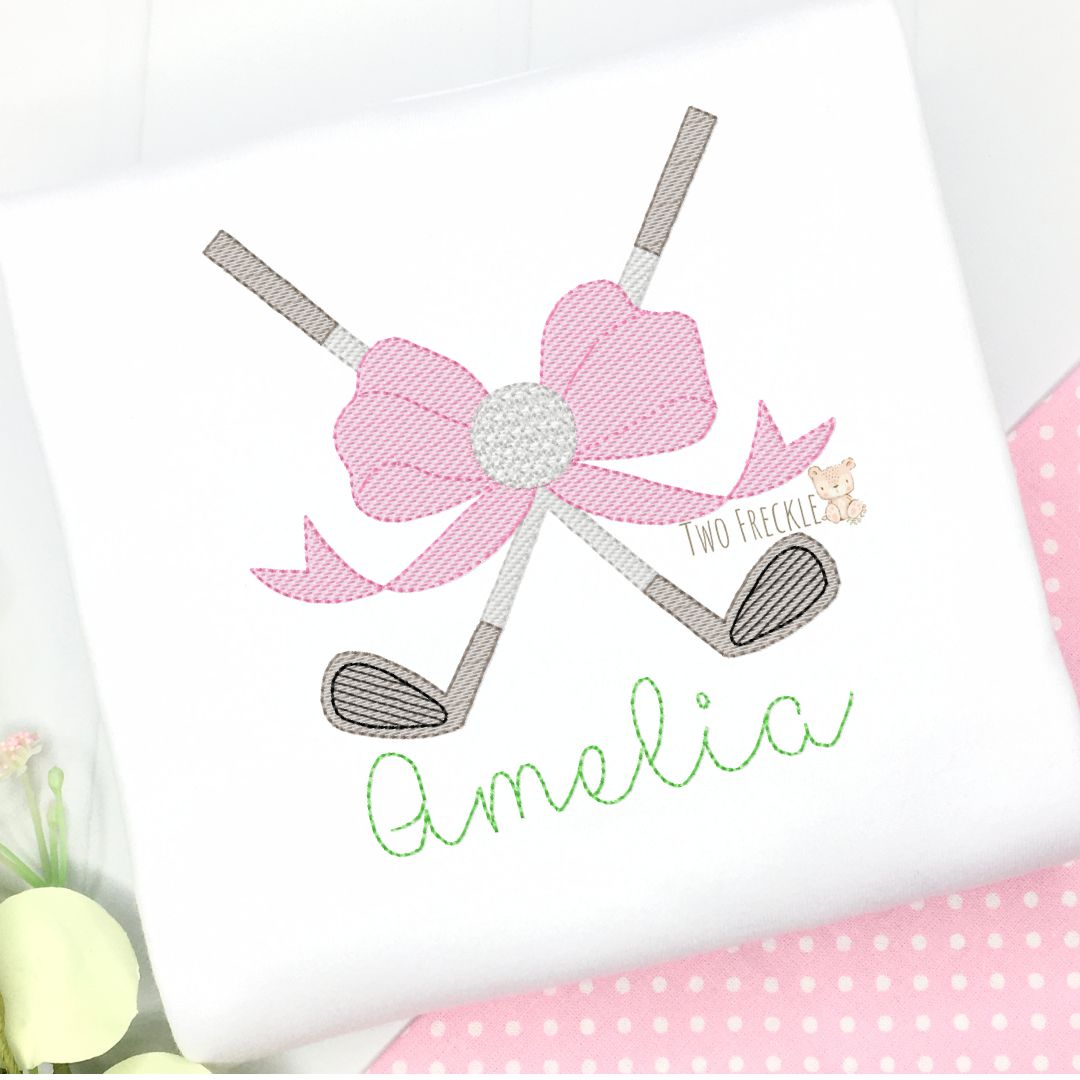 Girls Golf Clubs with Bow Embroidered Shirt