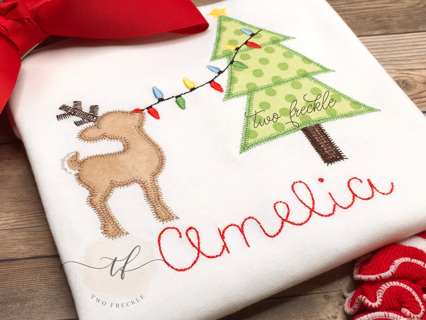 Girls Reindeer Decorating Applique Shirt