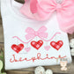 Girls Embroidered Hanging Heart Trio Valentine’s Day Shirt