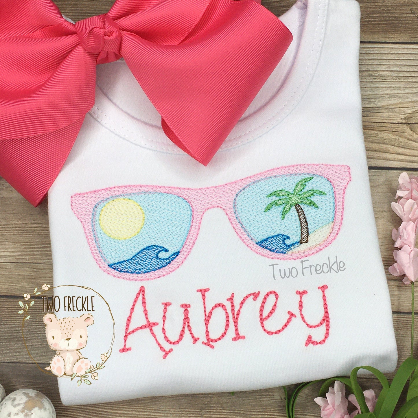 Beachy Sunglasses Embroidered Shirt - Girl & Boy Option!