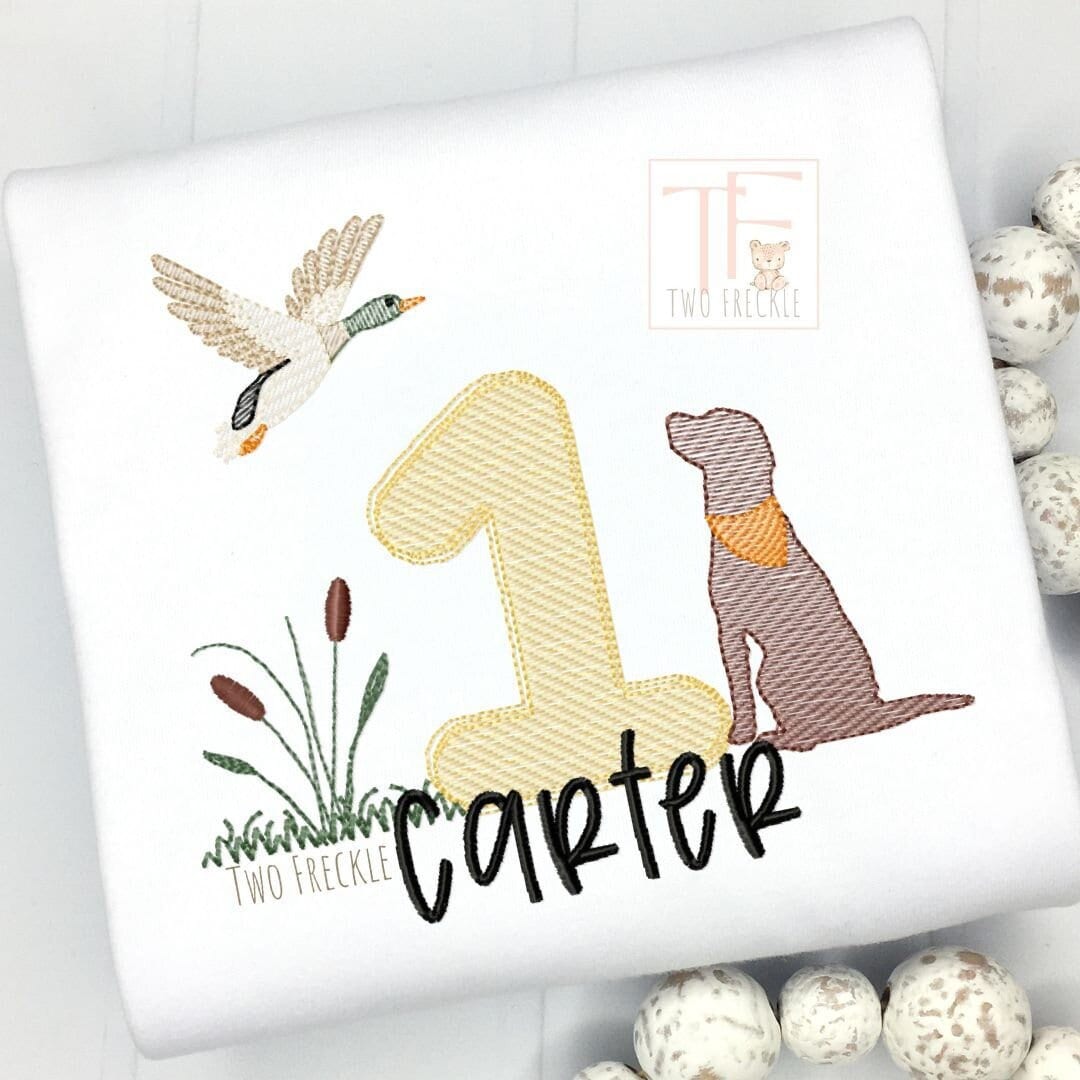 Boys Duck Hunting Lab Birthday Shirt