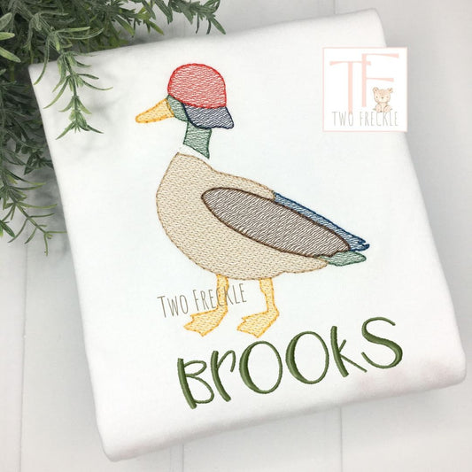 Mallard Duck with Baseball Hat Embroidered Shirt