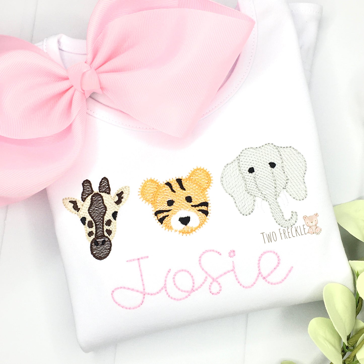Zoo Animals Embroidered Shirt - Tiger, Flamingo, Monkey