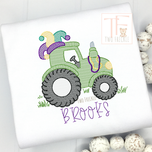 Tractor with Jester Hat Embroidered Shirt
