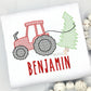 Tractor Pulling Christmas Tree Boys Embroidered Shirt