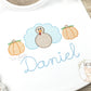 Blue Turkey with Pumpkins Baby Bib